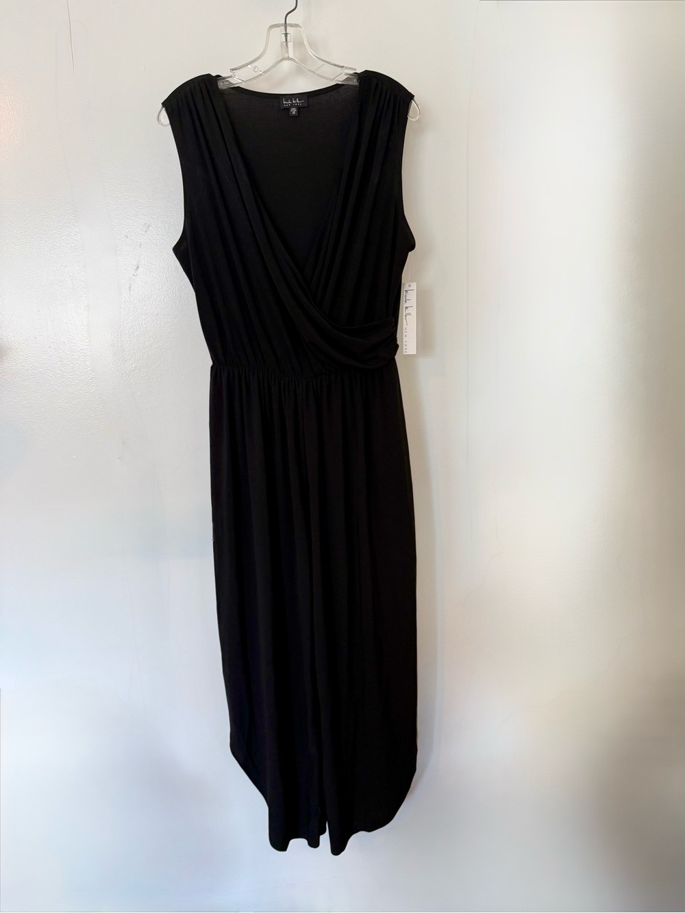 Nicole Miller Black Sleeveless Faux-Wrap Jumpsuit - Picture 2 of 8